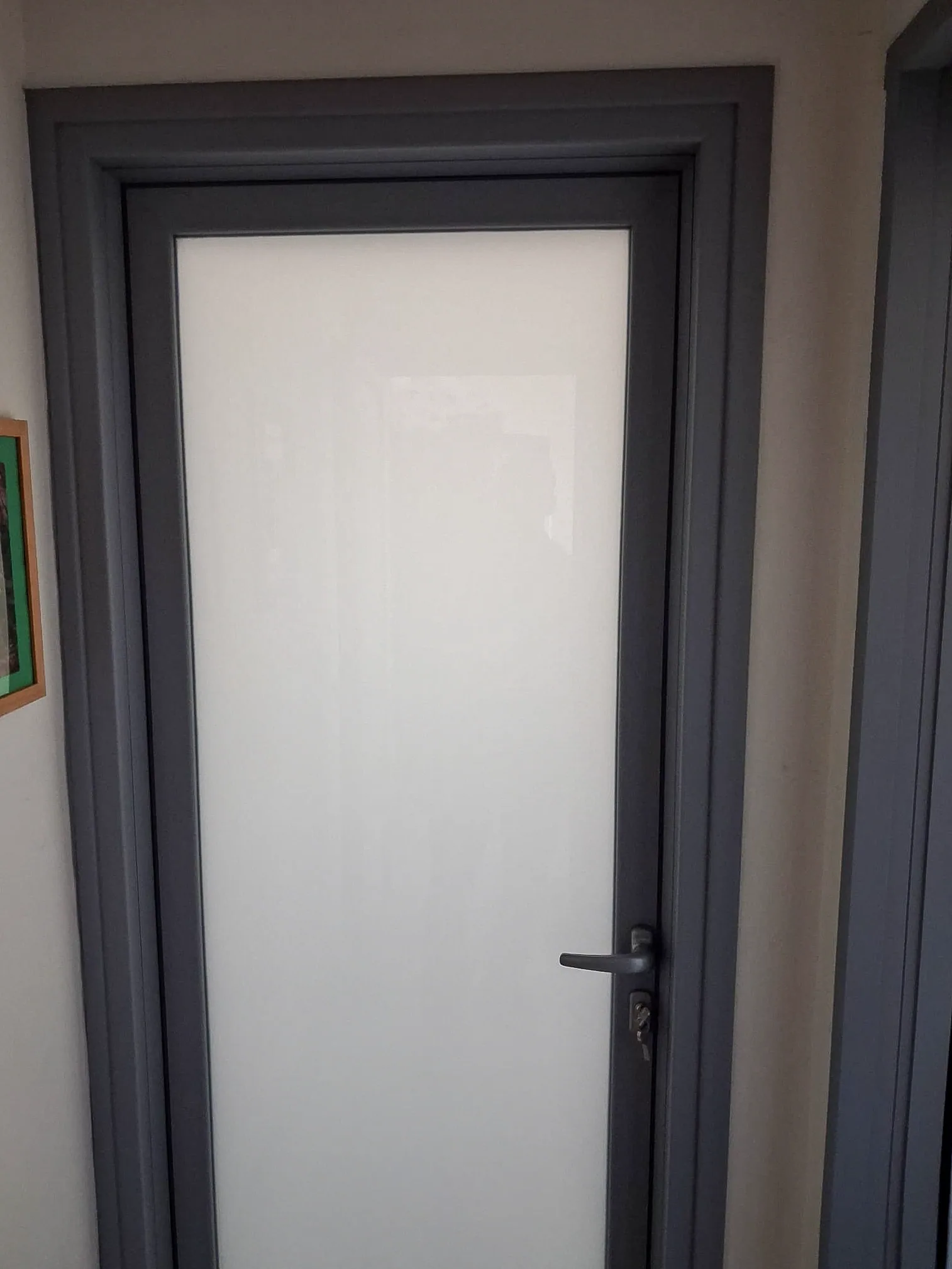Porta con vetro satinato e cornice grigia